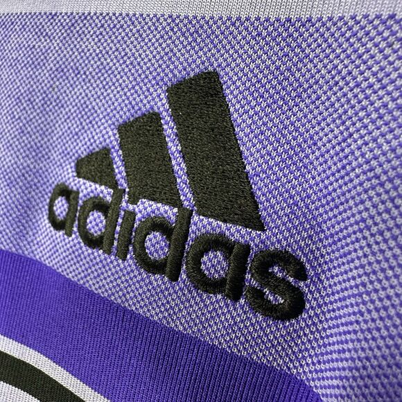 CBS Sports Logo Crew Worn Adidas Men’s L Golf Polo Embroidered Purple Climacool - Picture 5 of 9